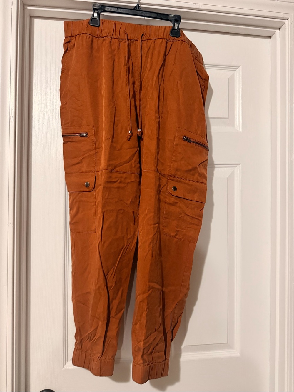 Banana Republic Rust Orange Cargo Jogger Pants with Zip Pockets